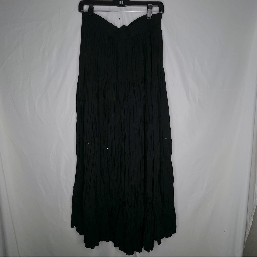 Gina Ginori Boulder CO Black Middle Bottom Studs Pleated One Size Prairie Skirt